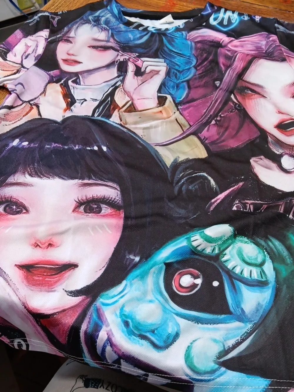 Graphic Anime Portrait Tee — Multicolor Faces Demon Hunters .